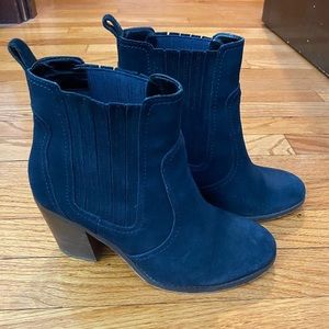 Navy Suede Booties